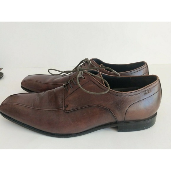 HUGO BOSS  Men Sz 11.5 Leather Lace Up Oxford Shoes Brown - Picture 6 of 12